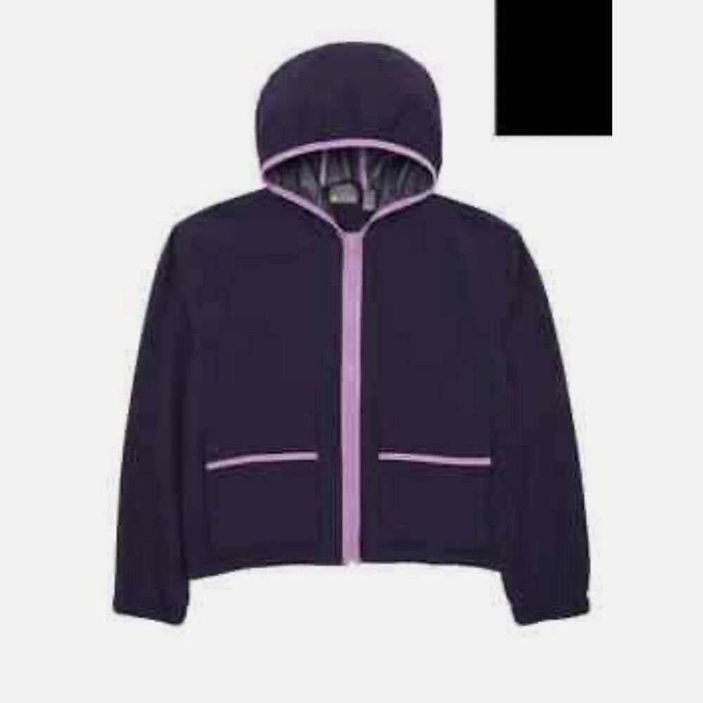 ZELLA Nordstrom Girl's Purple  Hooded Packable Rain-Coat Light Jacket Large